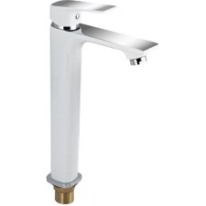 МАГНУС - Смеситель на раковину, литой корпус, цвет белый с хромом 8406