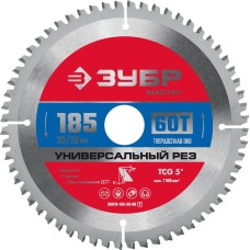 ЗУБР Универсальный рез, 185 x 30/20 мм, 60Т, пильный диск по алюминию (36916-185-30-60)