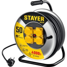 STAYER PRO-325, КГ, 3 х 2.5 мм2, 50 м, 4000 Вт, IP44, силовой удлинитель на стальной катушке (55076-50)