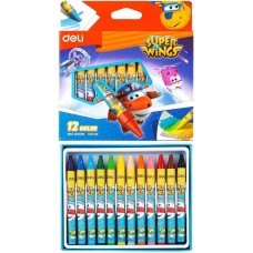 DELI Восковые мелки EC21000 Super Wings 12цв. картон.кор./европод
