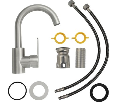 Смеситель на раковину MAGNUS 9147 Смеситель на раковину , поворотный гусак , из нержавеющей стали марка 304