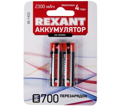 Аккумуляторы и зарядные устройства REXANT (30-1423) АККУМУЛЯТОР ТИП AA ПАЛЬЧИКОВЫЙ 1.2 В 2300 МАЧ