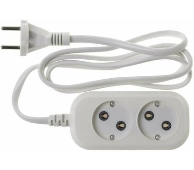 Удлинитель BURO BU-PSL2.1/W 1.5м (2 розетки) белый (пакет ПЭ)