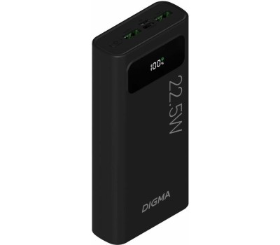 DIGMA Мобильный аккумулятор DGPF20A 20000mAh QC3.0/PD3.0 22.5W 3A 2xUSB-A/USB-C черный (DGPF20A22PBK)