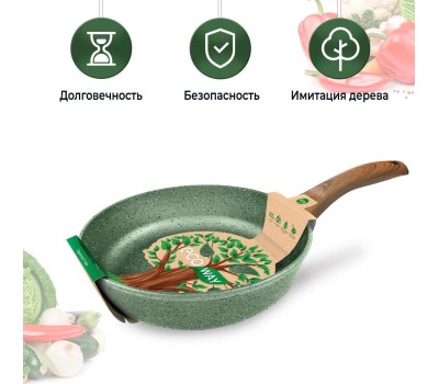 Сковорода НЕВА МЕТАЛЛ ПОСУДА Сковорода а/пр литая Вок 26см Eco Way ТМ НМП