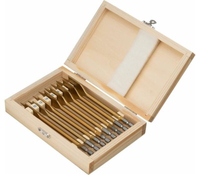 Набор сверл MATRIX Набор сверл перовых по дереву, 10-12-14-16-18-20-22-25 мм, 8 шт, деревянный кейс 70441