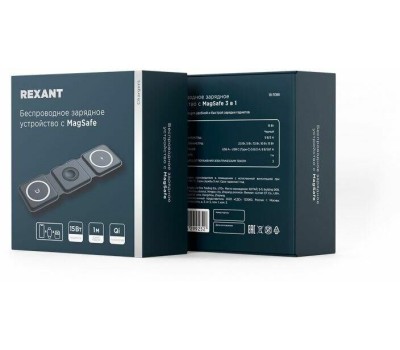 REXANT Беспроводное зарядное устройство с MagSafe 3в1, Qi, 15Вт, черный