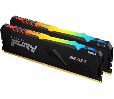 KINGSTON Модуль памяти 32GB FURY Beast RGB KF432C16BB2AK2/32 DDR4 3200 DIMM Gaming Memory Non-ECC, CL16, 1.35V, Kit (2*16GB), RTL