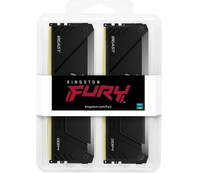 KINGSTON Модуль памяти 32GB FURY Beast RGB KF432C16BB2AK2/32 DDR4 3200 DIMM Gaming Memory Non-ECC, CL16, 1.35V, Kit (2*16GB), RTL