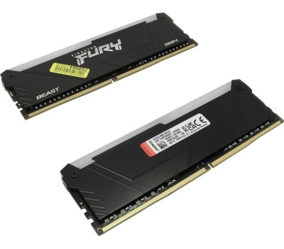 KINGSTON Модуль памяти 32GB FURY Beast RGB KF432C16BB2AK2/32 DDR4 3200 DIMM Gaming Memory Non-ECC, CL16, 1.35V, Kit (2*16GB), RTL