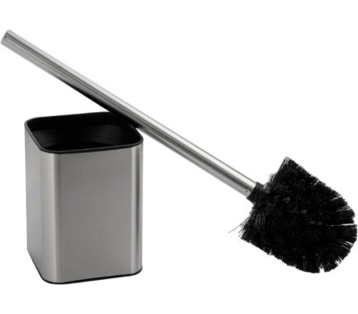 САНАКС - Ёрш для унитаза напольный, матовая нержавеющая сталь + чёрный пластик 22071