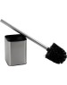 САНАКС - Ёрш для унитаза напольный, матовая нержавеющая сталь + чёрный пластик 22071