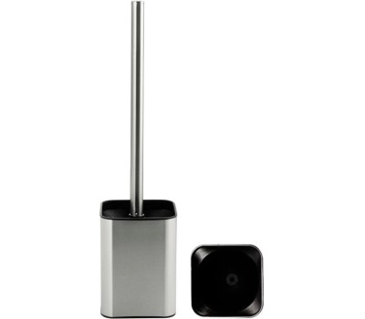 САНАКС - Ёрш для унитаза напольный, матовая нержавеющая сталь + чёрный пластик 22071