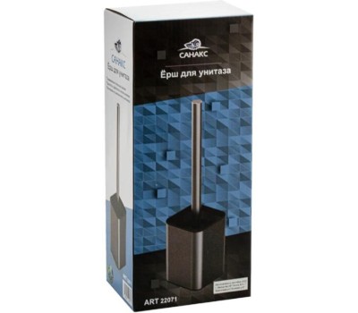 САНАКС - Ёрш для унитаза напольный, матовая нержавеющая сталь + чёрный пластик 22071