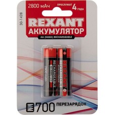 Аккумуляторы и зарядные устройства REXANT (30-1428) АККУМУЛЯТОР ТИП AA ПАЛЬЧИКОВЫЙ 1.2 В 2800 МАЧ