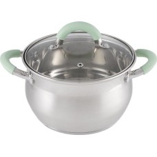 Кастрюля MALLONY MENTOLO, 2,6 л, из нержавеющей стали с крышкой, ручки с силиконом (103576)