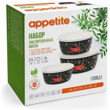 Набор мисок APPETITE 1DM47PL Chilli мисок эмал 3пр пласт/кр
