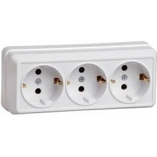 IEK ERO31-K01-16-DC РС23-3-ОБ Розетка 3местн. с з/к 16А откр.уст. ОКТАВА (белый)