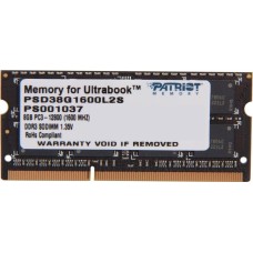 Оперативная память PATRIOT Модуль памяти SODIMM 8GB DDR3-1600 PSD38G1600L2S