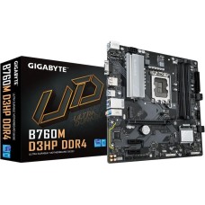 Материнская плата GIGABYTE Материнская плата B760M D3HP DDR4, RTL Socket 1700, Intel®B760, 4xDDR4-3200, D-SUB+HDMI+DP, 1xPCI-Ex16, 2xPCI-Ex1, 4xSATA3(RAID 0/1/5/10), 2xM.2, 8Ch Audio, GLan, (2+4)xUSB2.0, (3+2)xUSB3.2, (0+1)xUSB3.2 Type-C™, 1xPS/2, ATX, RT
