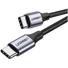 UGREEN Кабель US261, USB Type-C (m) - USB Type-C (m), 2м, 3A, серый / черный [50152]