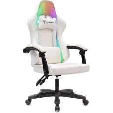 KNIGHT Кресло игровое Wolf RGB белый экокожа/сетка с подголов. крестов. пластик