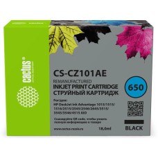 Картридж струйный CACTUS Картридж струйный CS-CZ101AE № 650 черный (18мл) для HP 1015/1515/1516/2515/2545/2546/2645/3515/3545/3546/4515
