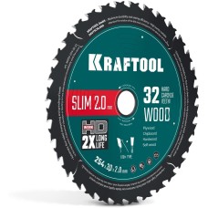KRAFTOOL Slim wood cut 254 х 30 x 2.0 мм, 32Т, диск пильный по дереву, (36955-254-30-32)