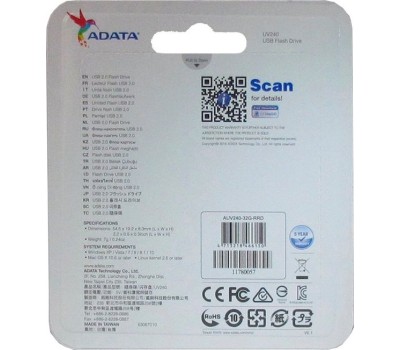 USB флеш A-DATA 32GB UV240 красный (AUV240-32G-RRD)