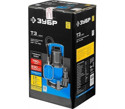 Дренажный насос ЗУБР НПГ-Т3-750 Насос погружной дренажный для грязной воды