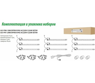 Светильник для растений светодиодный линейный UNIEL (UL-00003853) для растений ULY-P91-20W/SPFR/K IP65 AC220V CLEAR KIT09