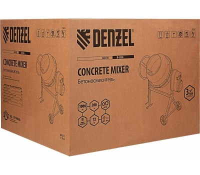 Бетоносмеситель DENZEL B-200 Бетоносмеситель,1000 Вт, 200 л 95424