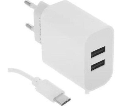 АККУМУЛЯТОРЫ И ЗАРЯДНЫЕ УСТРОЙСТВА MAXVI CHL-242T 2.4A, with Type-C cable, 2хUSB, цвет: белый