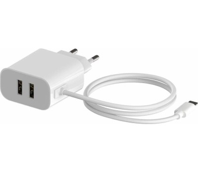 АККУМУЛЯТОРЫ И ЗАРЯДНЫЕ УСТРОЙСТВА MAXVI CHL-242T 2.4A, with Type-C cable, 2хUSB, цвет: белый