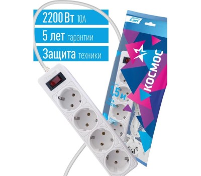 Сетевой фильтр КОСМОС FKsm1.5m-4g(W) белый