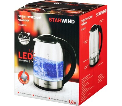 Чайник электрический STARWIND SKG2051 (1,8л. стекло)