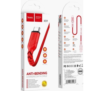 Кабель HOCO (6931474744937) X59 USB (m) - Type C (m) 1.0 м - красный