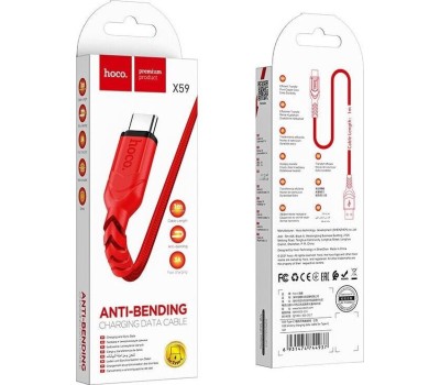 Кабель HOCO (6931474744937) X59 USB (m) - Type C (m) 1.0 м - красный