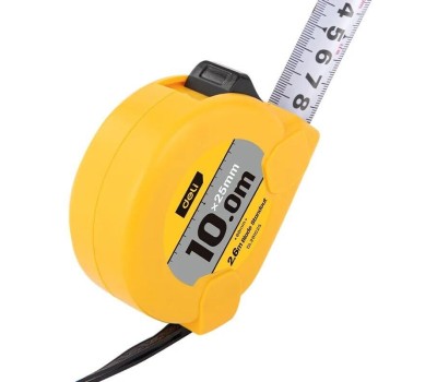 DELI Рулетка DL281025 10м*25мм, метрическая, клипса, ремешок