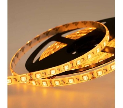 Лента светодиодная LAMPER Лента светодиодная 12В, SMD5050, 14,4Вт/м, 60 LED/м, желтый, 10мм, 5м, IP65