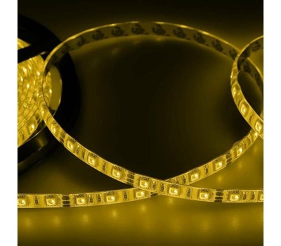 Лента светодиодная LAMPER Лента светодиодная 12В, SMD5050, 14,4Вт/м, 60 LED/м, желтый, 10мм, 5м, IP65