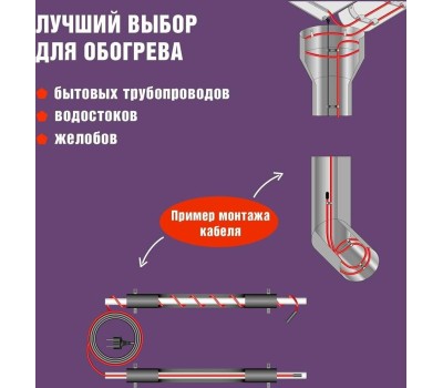 REXANT Кабель греющий саморегулирующийся модель SRL Extra Line 25MSR-PB, на трубу, 20м/500Вт
