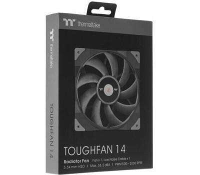 THERMALTAKE Вентилятор Toughfan 14 140мм, 4-pin, 2000об/мин, 25.2 - 33.2 дБ, черный, Ret [cl-f118-pl14bl-a]