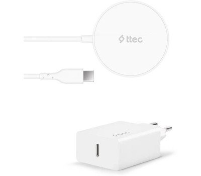 TTEC Беспроводная зарядка AirCharger M+ MagSafe Wireless Charger&PD Charger. Цвет: белый