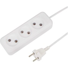Удлинители, колодки, сетевые фильтры, шнуры REXANT (11-8737) Удлинитель 3 гнезда, 5 м, 2х0.75 мм2, б/з, белый