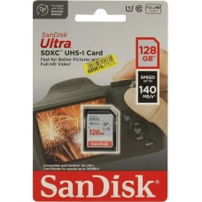 SANDISK Карта памяти SDXC UHS-I Ultra 128 ГБ, 140 МБ/с, Class 10, SDSDUNB-128G-GN6IN