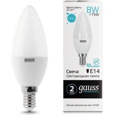 GAUSS Упаковка ламп LED E14, свеча, 8Вт, 10 шт. [33128]