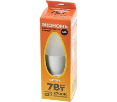 Лампа светодиодная СТАРТ (17279) LEDCANDLE E27 7W30 WS