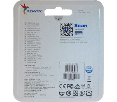 USB флеш A-DATA 32GB UV240 черный (AUV240-32G-RBK)