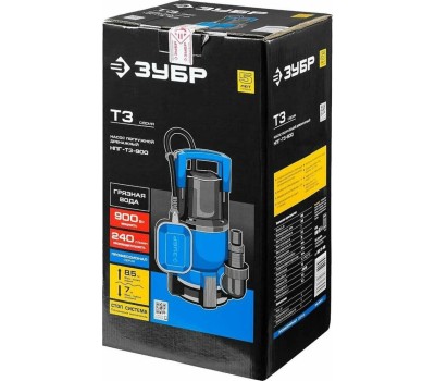 Дренажный насос ЗУБР НПГ-Т3-900 Насос погружной дренажный для грязной воды 900 Вт, 240 л/мин
